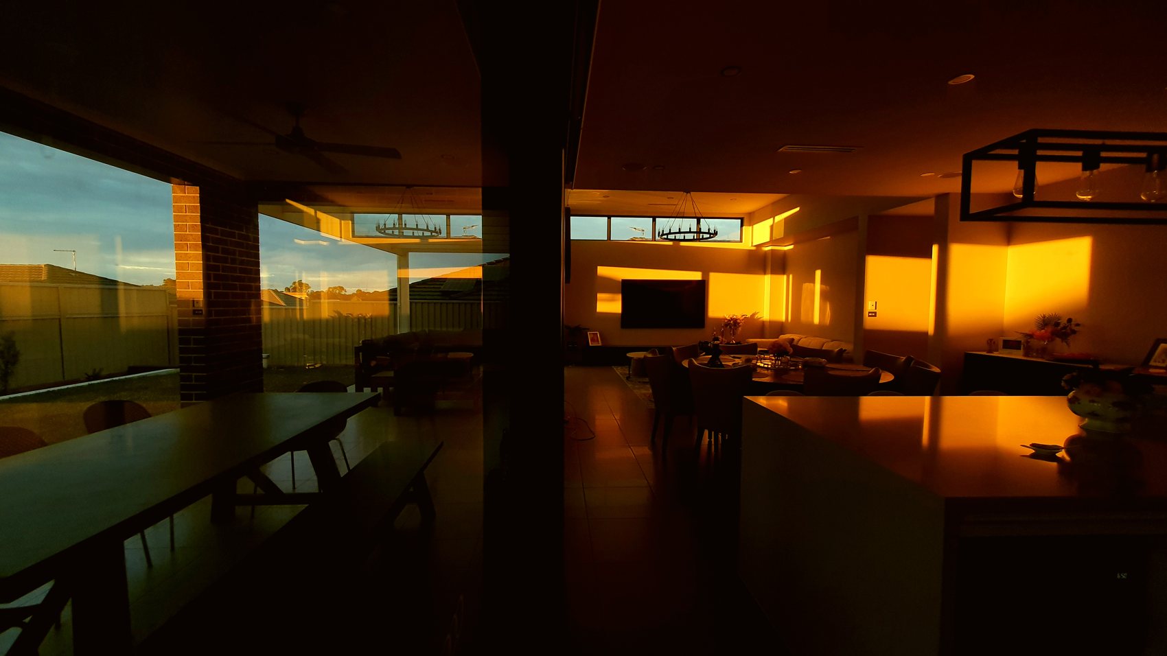 Living space at dusk